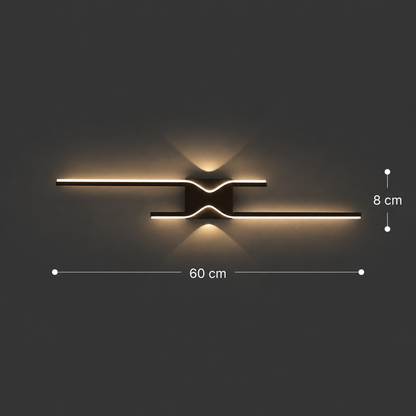 Aplica LED Decorativa FENG, 19W, 60cm, Lumina Calda / Neutra/ Rece, Negru, Metal si Acril