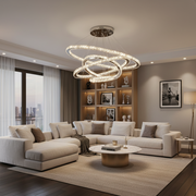 LED csillár PRISM Luminis távirányítóval, kristály és fém, 210 W, 4 kör, szabályozható, hideg/meleg/semleges fény, luxus világítás