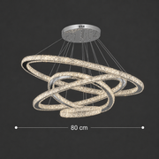 LED csillár PRISM Luminis távirányítóval, kristály és fém, 210 W, 4 kör, szabályozható, hideg/meleg/semleges fény, luxus világítás