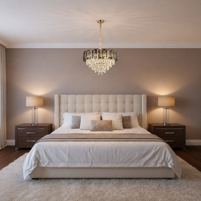 Candelabru Cristal AURUM Nobile 9xE14, Diametru 40cm, Inaltime 30cm, Auriu Lucios, Inaltime Reglabila, Design Elegant