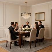 Candelabru Cristal AURUM Eleganza 9xE14, Diametru 50cm, Inaltime 35cm, Auriu Lucios, Inaltime Reglabila, Design Elegant