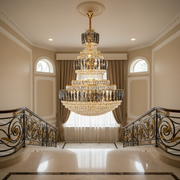 Candelabru Cristal TOUR Supremo, 63xE14, D120 cm, Auriu si Negru, Metal si Cristal