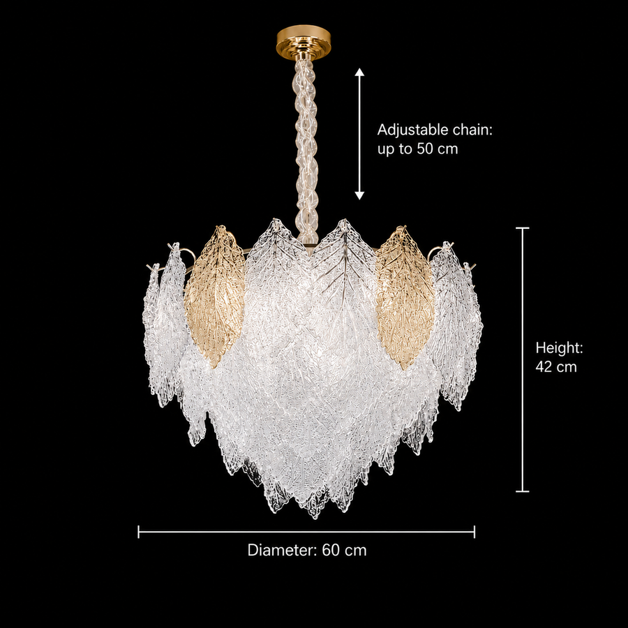 Candelabru Cristal LACE Eleganza 9xE14, Diametru 50cm, Inaltime 36cm, Auriu Lucios, Inaltime Reglabila, Design Elegant Candelabre Cristal Default Title Alessandro Design