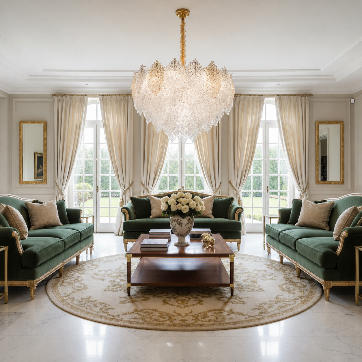 Candelabru Cristal LACE Eleganza 9xE14, Diametru 50cm, Inaltime 36cm, Auriu Lucios, Inaltime Reglabila, Design Elegant Candelabre Cristal Default Title Alessandro Design