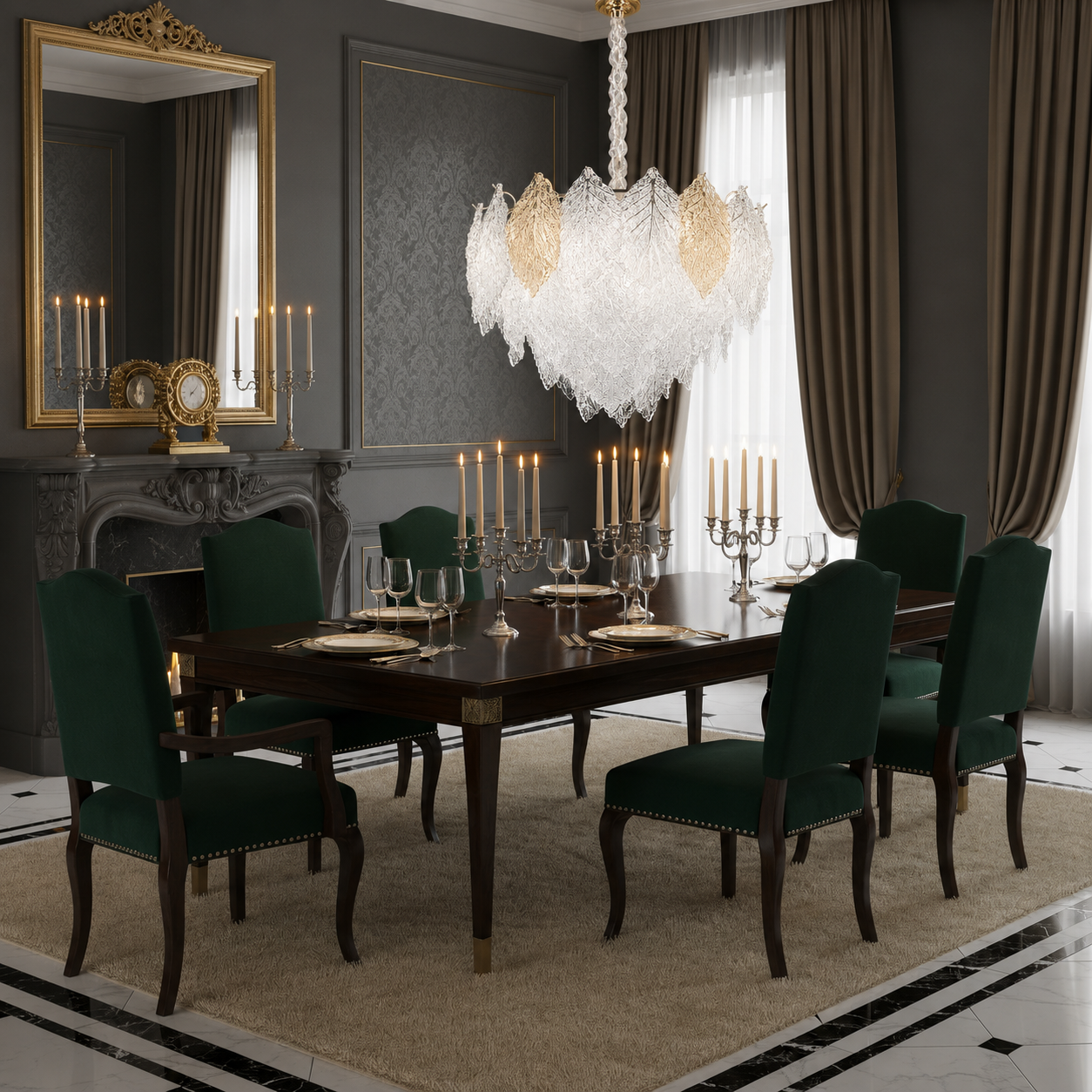 Candelabru Cristal LACE Eleganza 9xE14, Diametru 50cm, Inaltime 36cm, Auriu Lucios, Inaltime Reglabila, Design Elegant Candelabre Cristal Default Title Alessandro Design