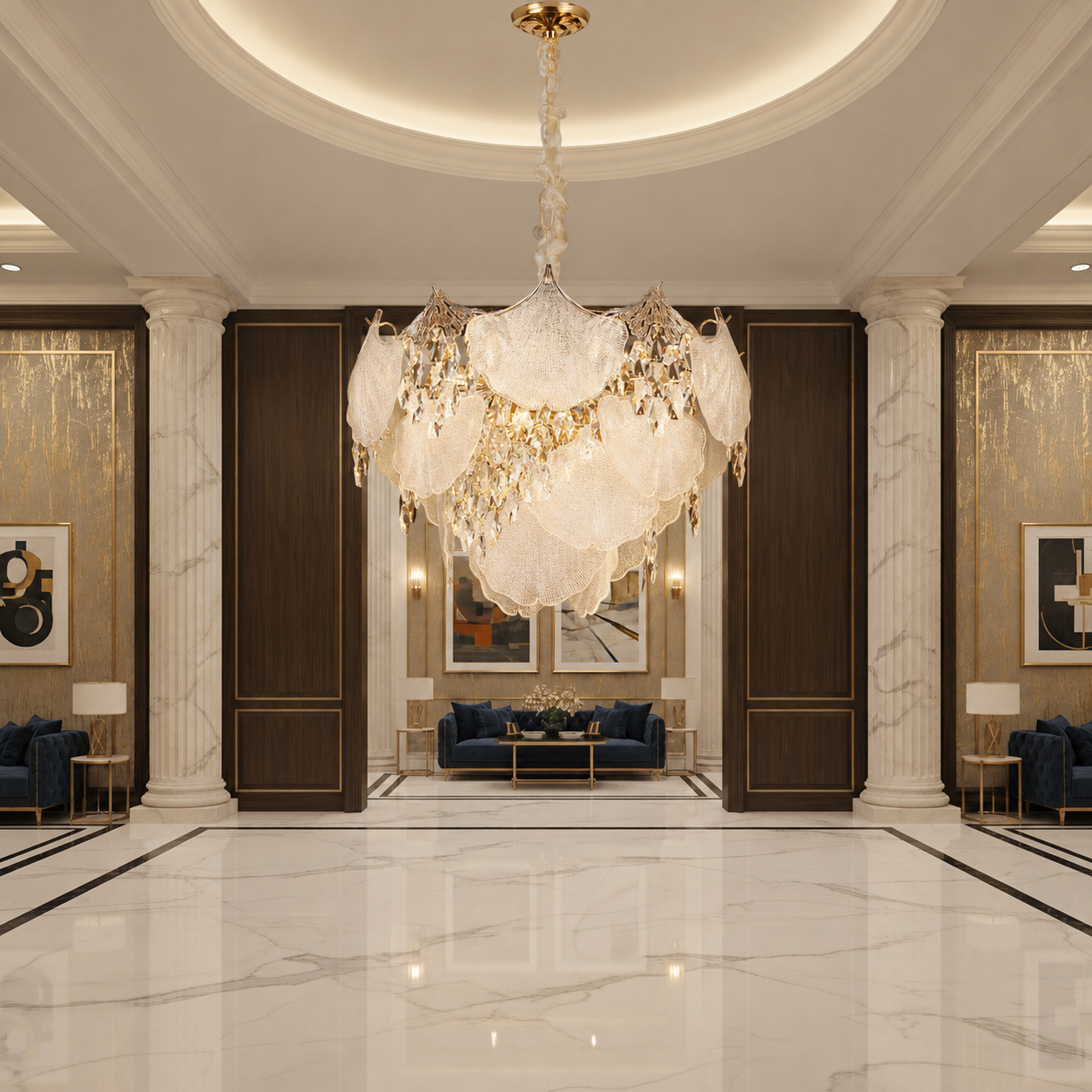 Candelabru Cristal LUXE Magno, 21xE14, Diametru 60cm, Inaltime 40cm, Auriu Lucios, Inaltime Reglabila, Design Elegant Candelabre Cristal Default Title Alessandro Design