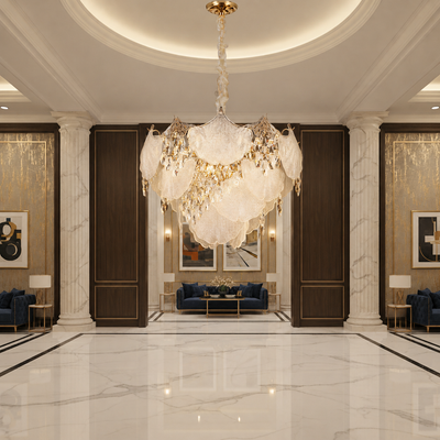Candelabru Cristal LUXE Magno, 21xE14, Diametru 60cm, Inaltime 40cm, Auriu Lucios, Inaltime Reglabila, Design Elegant