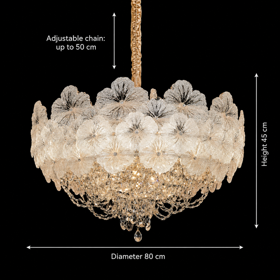 Candelabru Cristal CROWN Regalis 21xE14, Diametru 80cm, Inaltime 45cm, Auriu Lucios, Inaltime Reglabila, Design Elegant Candelabre Cristal Default Title Alessandro Design