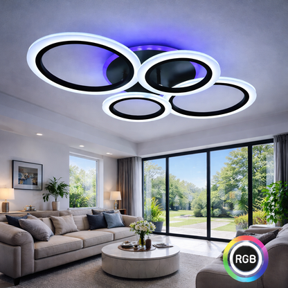 Lustra LED cu telecomanda BETTY 41W, 4 Cercuri, lumina Rece/Calda/Neutra/RGB, Dimabila, Negru Lustre LED cu Telecomanda Default Title Alessandro Design
