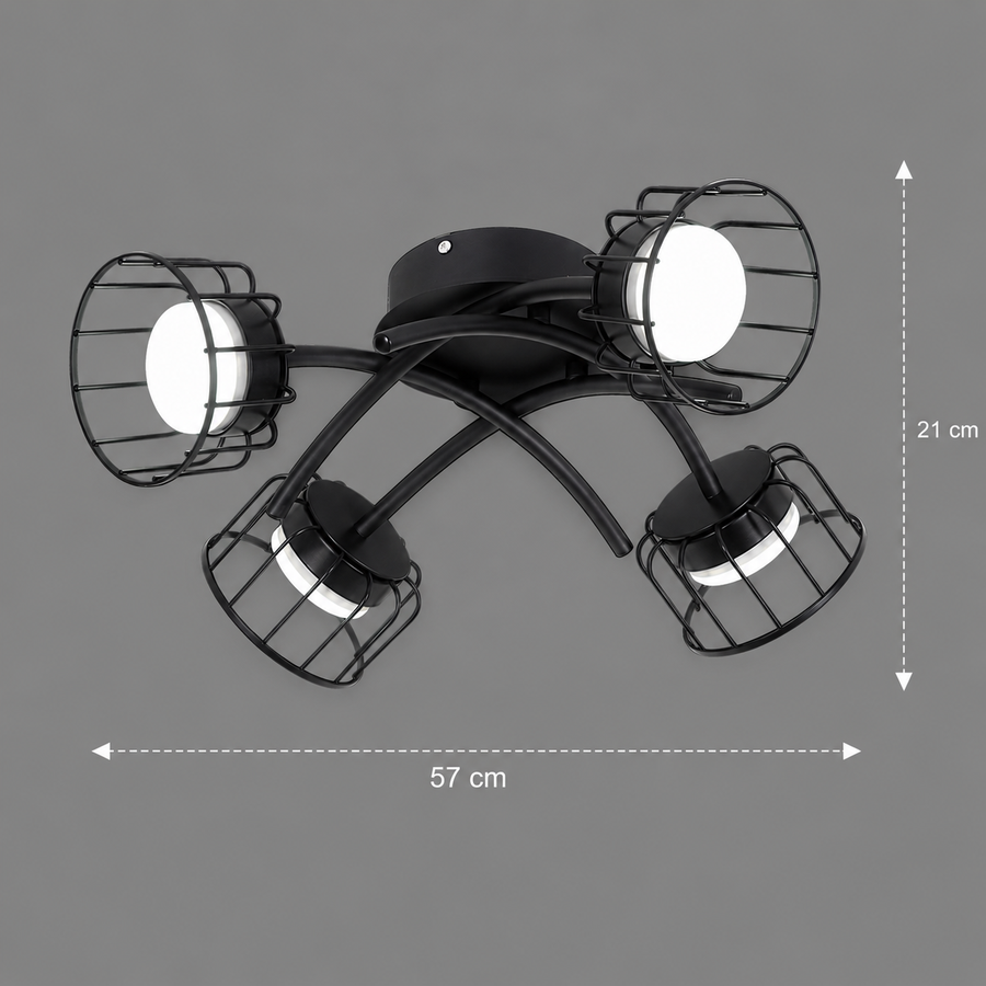 Lustra EPS, 4xG53, D57cm, Metal și Plastic, Negru