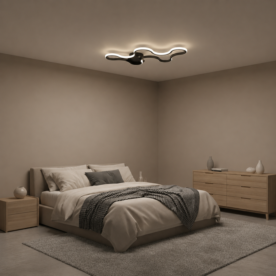 Lustra LED cu telecomanda ORMS Eleganza, 3000K/4000K/6000K, 56W, Metal și Plastic, Negru