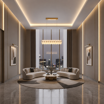 Lustra Cristal MAYON Supremo, 100x16cm, 3000K/4000K/6000K, 180W, Metal si Acrilic, Auriu
