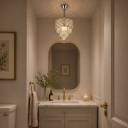 Candelabru Cristal VECTORIA Petito 3xE14, Diametru 28cm, Crom Lucios, Inaltime Reglabila, Metal si Cristal