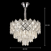 Candelabru Cristal VECTORIA Eleganza 8xE14, Diametru 48cm, Crom Lucios, Inaltime Reglabila, Metal si Cristal