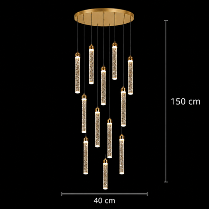 Függesztett kristály LED csillár, Justinian, átmérő 60 cm, állítható magasság, arany, fém és kristály