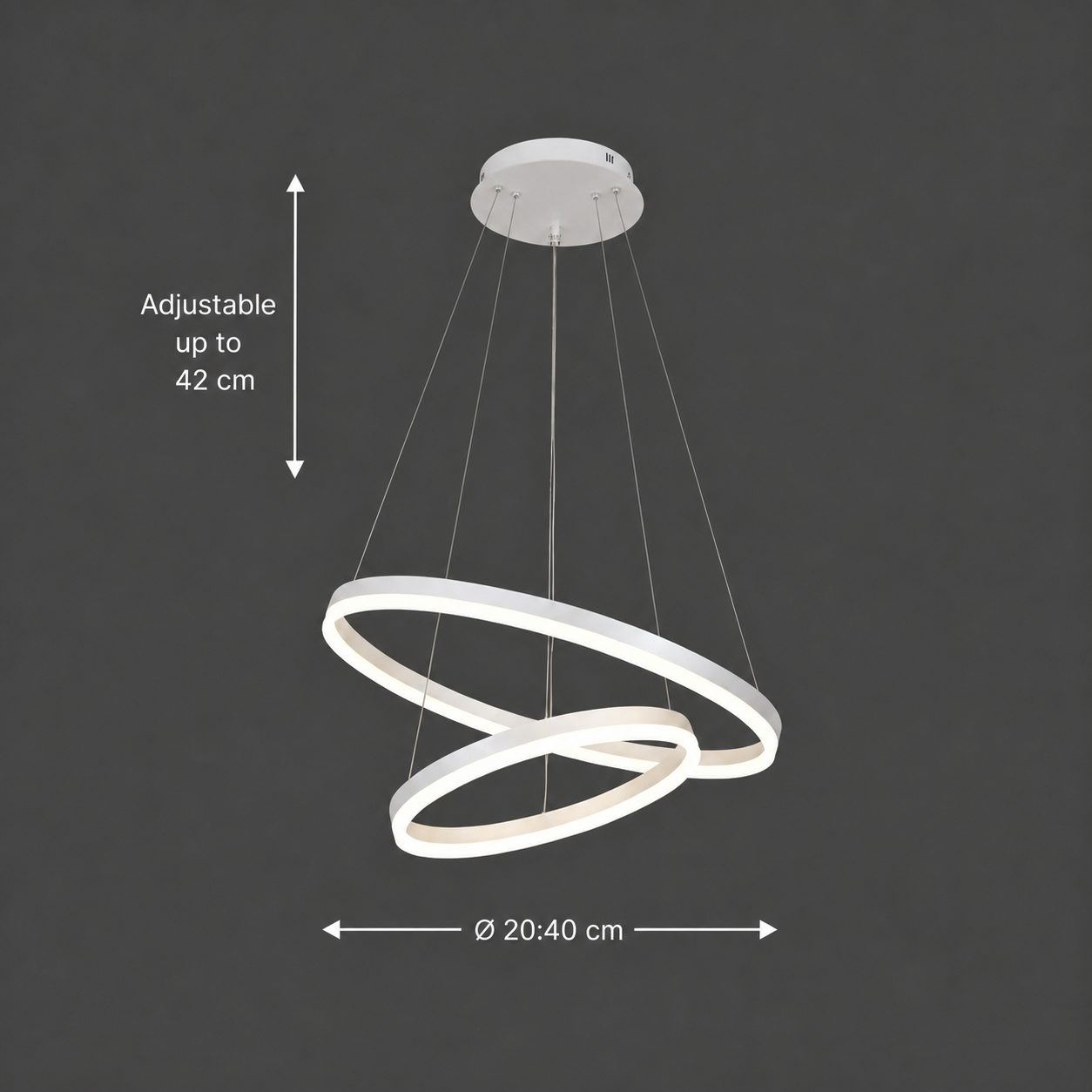 Lustra LED suspendata cu telecomanda CASIANA 41W, 2 Cercuri, lumina Rece/Calda/Neutra, Dimabila, Alb, Inaltime Reglabila Lustre LED cu Telecomanda Default Title Alessandro Design