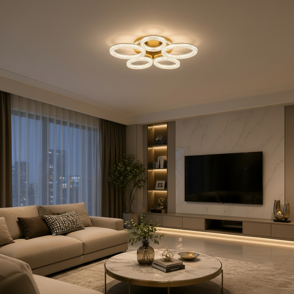 Lustra LED cu telecomanda, 66W, Lumina Rece/Calda/Neutra, Dimabila, Auriu Lustre LED cu Telecomanda Default Title Alessandro Design