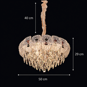 Candelabru Cristal DONNO Eleganza, 9xE14, Inaltime Reglabila, Metal si Cristal, Auriu