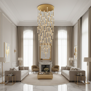 Függesztett kristály LED csillár, Justinian, átmérő 60 cm, állítható magasság, arany, fém és kristály