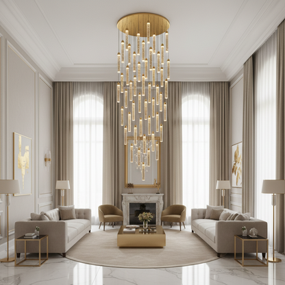 Függesztett kristály LED csillár, Justinian, átmérő 60 cm, állítható magasság, arany, fém és kristály
