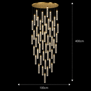 Függesztett kristály LED csillár, Justinian, átmérő 60 cm, állítható magasság, arany, fém és kristály