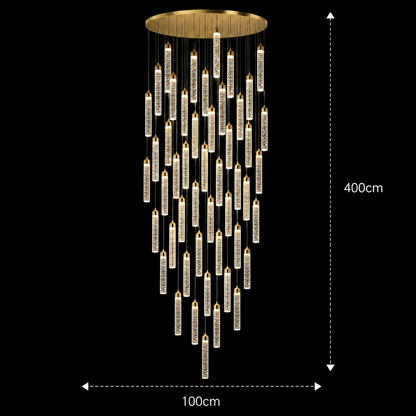 Függesztett kristály LED csillár, Justinian, átmérő 60 cm, állítható magasság, arany, fém és kristály