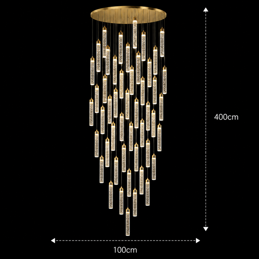 Függesztett kristály LED csillár, Justinian, átmérő 60 cm, állítható magasság, arany, fém és kristály