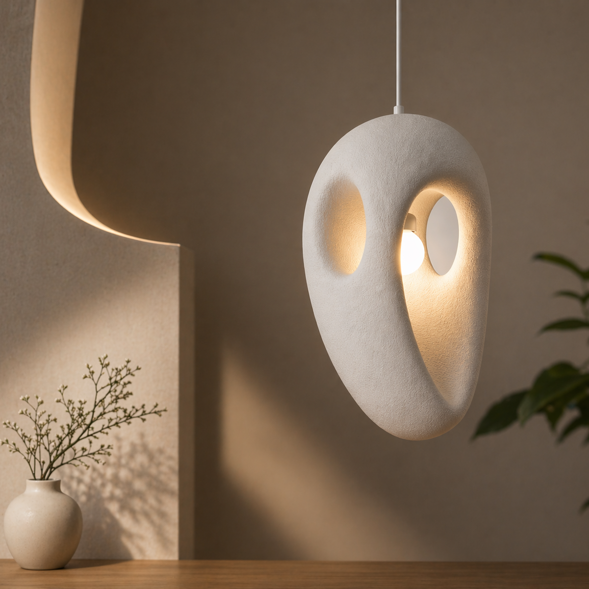 Lustra Moderna EON Eleganza, 49 cm, Suspendata, 1 X E27, Alb, Metal si Spuma, Inaltime Reglabila Lustre Clasice Default Title Alessandro Design