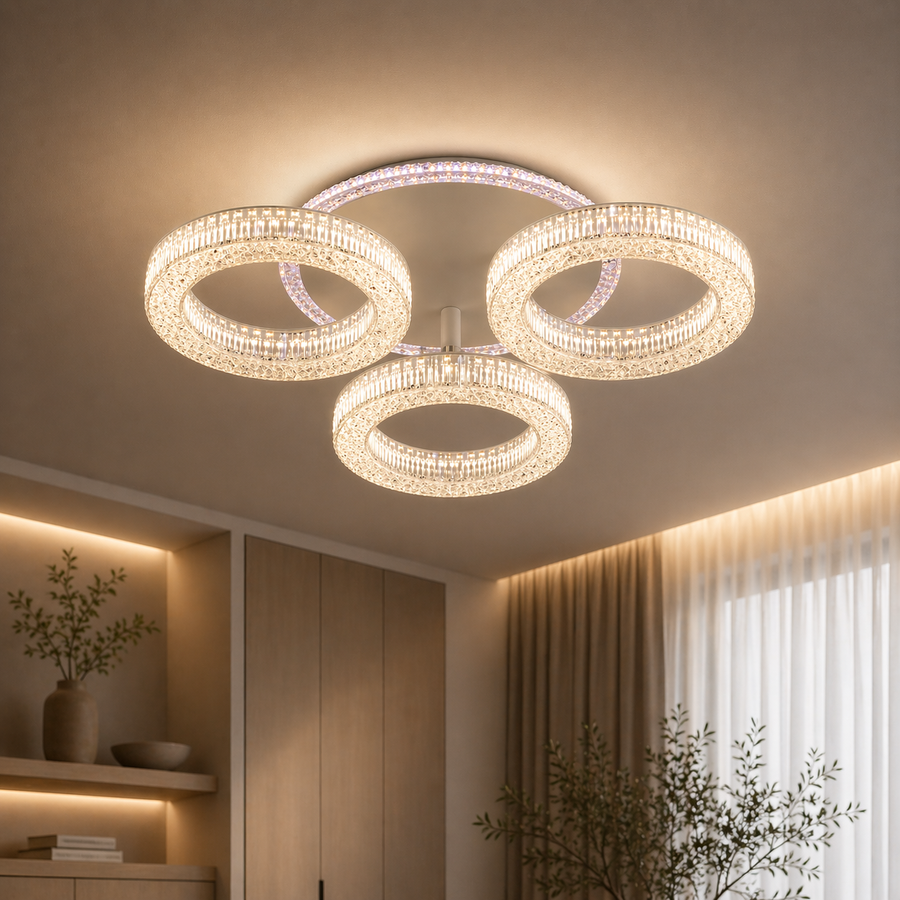 Lustra LED RONDA Nobile cu telecomanda 46W, 3 Cercuri, lumina Rece/Calda/Neutra, Dimabila, Alb Lustre LED cu Telecomanda Default Title Alessandro Design