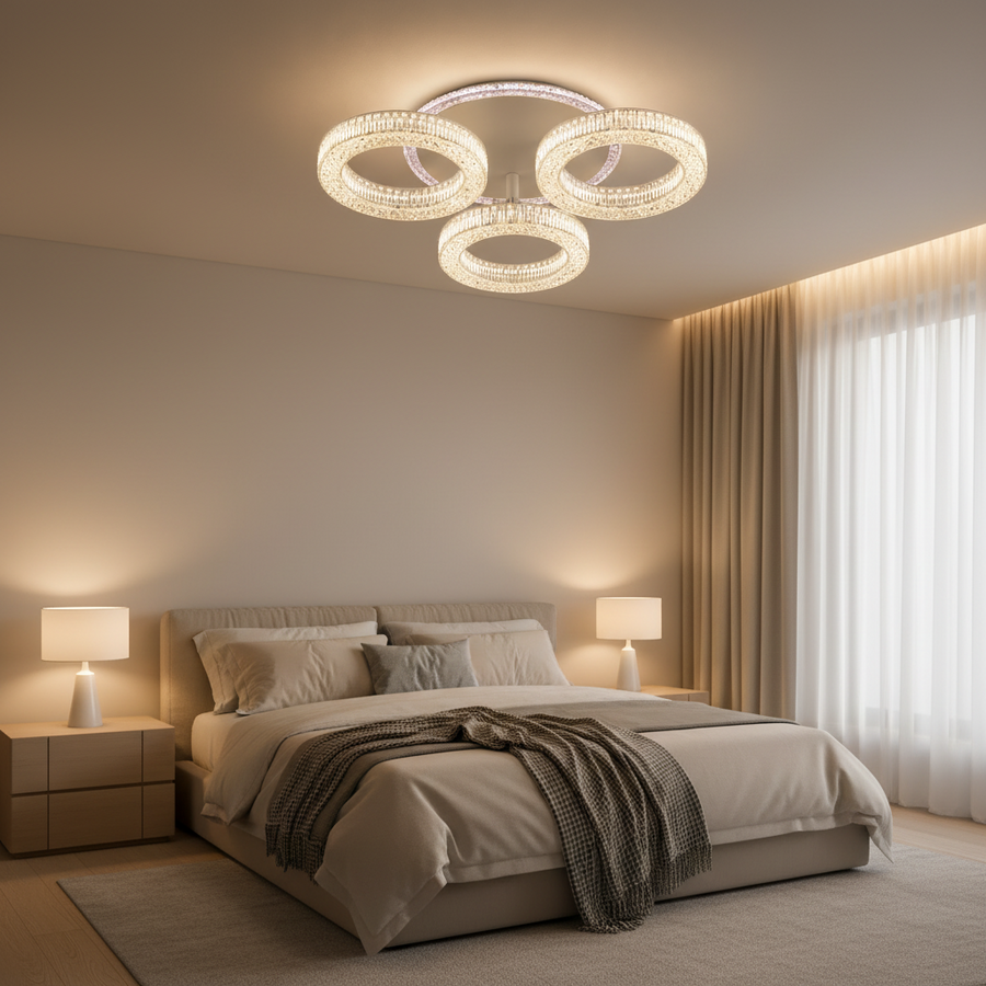 Lustra LED RONDA Nobile cu telecomanda 46W, 3 Cercuri, lumina Rece/Calda/Neutra, Dimabila, Alb Lustre LED cu Telecomanda Default Title Alessandro Design