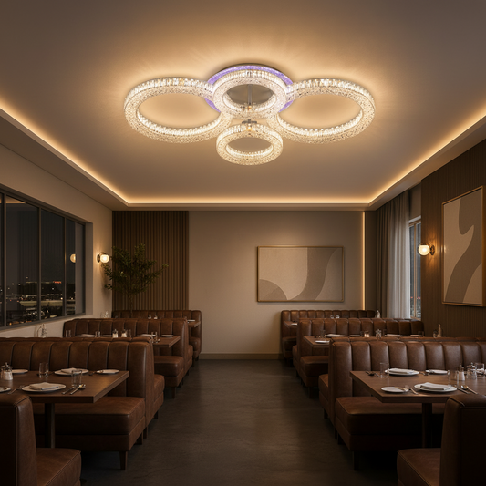 Lustra LED RONDA Magno cu telecomanda 78W, 4 Cercuri, lumina Rece/Calda/Neutra, Dimabila, Alb Lustre LED cu Telecomanda Default Title Alessandro Design