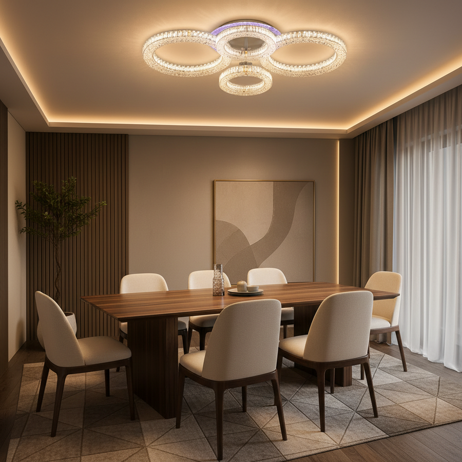 Lustra LED RONDA Magno cu telecomanda 78W, 4 Cercuri, lumina Rece/Calda/Neutra, Dimabila, Alb Lustre LED cu Telecomanda Default Title Alessandro Design