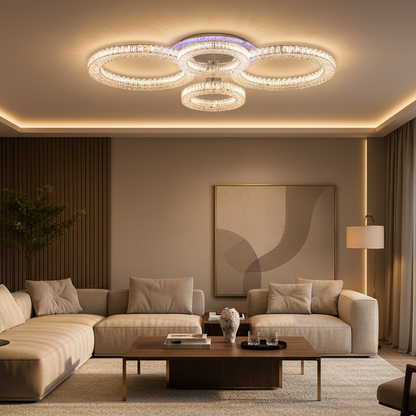 Lustra LED RONDA Magno cu telecomanda 78W, 4 Cercuri, lumina Rece/Calda/Neutra, Dimabila, Alb Lustre LED cu Telecomanda Default Title Alessandro Design