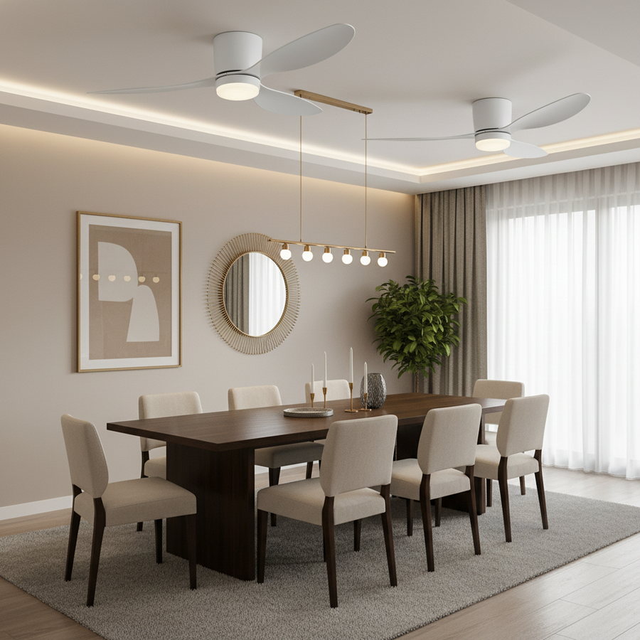 Lustra LED Ventilator VENTIS cu Telecomanda, 21 W, D80cm, Lumina Rece/Neutra/Calda, Metal si Plastic, Alb