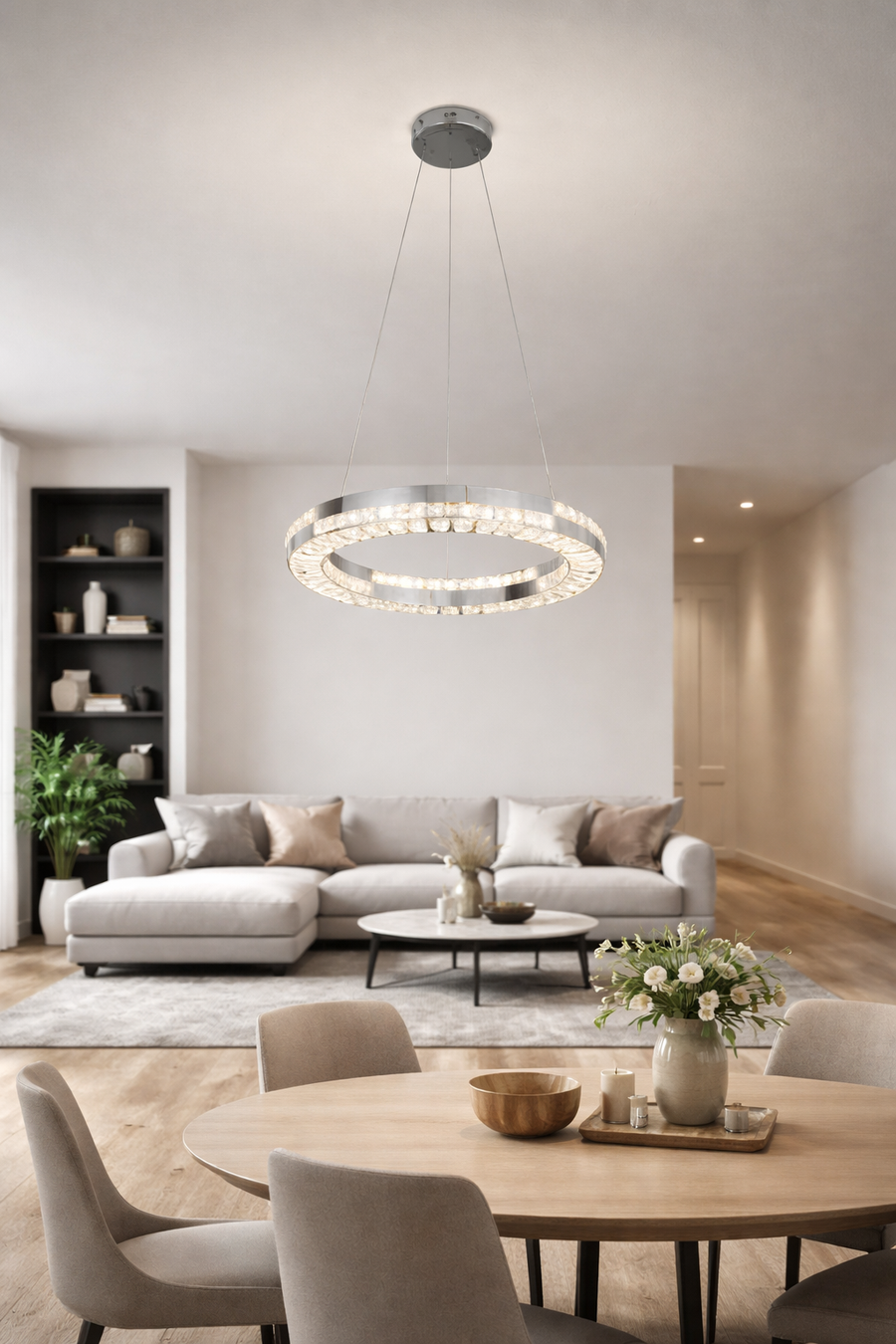Candelabru LED cu Telecomanda, 60W, POLAR, Diametru 50 cm, Inaltime 120 cm, Lumina Rece/Neutra/Calda, Dimabila, Argintiu, Cristal, Metal Lustre LED cu Telecomanda Default Title Alessandro Design