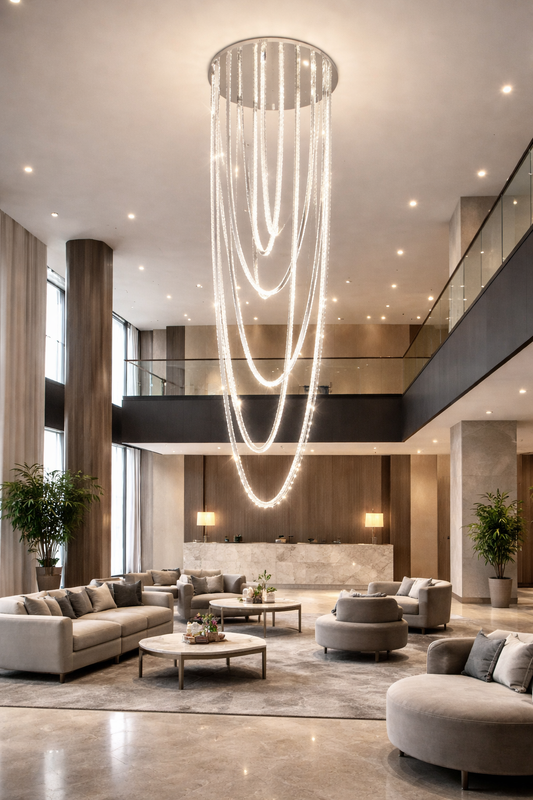Candelabru LED cu Telecomanda, VEIL, Diametru 80 cm, Inaltime 200 cm, Lumina Rece/Neutra/Calda, Dimabila, Argintiu, Cristal, Metal Lustre LED cu Telecomanda Default Title Alessandro Design