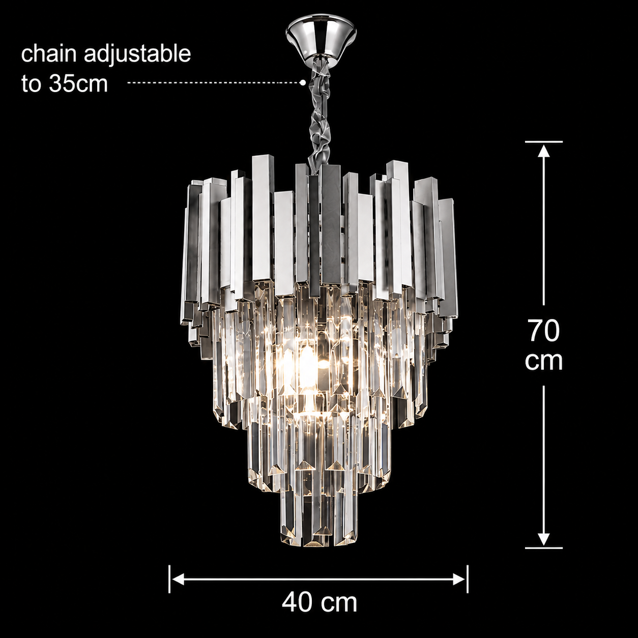 Kristály csillár BLOIS Nobile 5xE14, átmérő 40 cm, króm, állítható magasságú kristálycsillárok alapértelmezett cím Alessandro Design