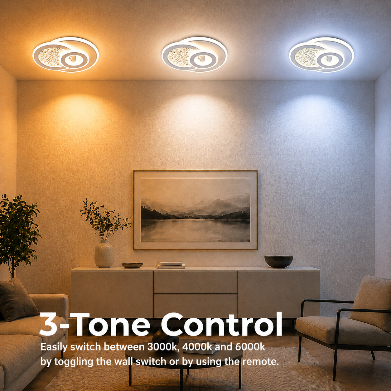 KOMPACTO LED csillár 47 W, 3 kör, hideg/meleg/semleges fény, fehér LED csillárok Alapértelmezett cím Alessandro Design