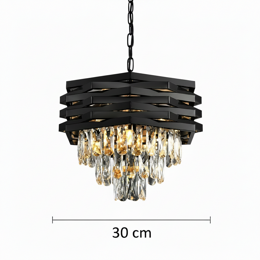 Candelabru Cristal HEXA Ø30cm 3xE14 Negru Inaltime Reglabila Candelabre Cristal Default Title Alessandro Design