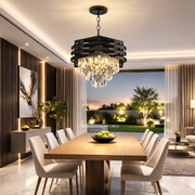 Candelabru Cristal HEXA Ø30cm 3xE14 Negru Inaltime Reglabila Candelabre Cristal Default Title Alessandro Design