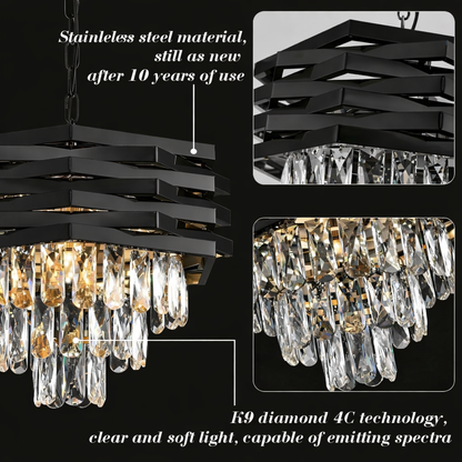 Candelabru Cristal HEXA Ø30cm 3xE14 Negru Inaltime Reglabila Candelabre Cristal Default Title Alessandro Design