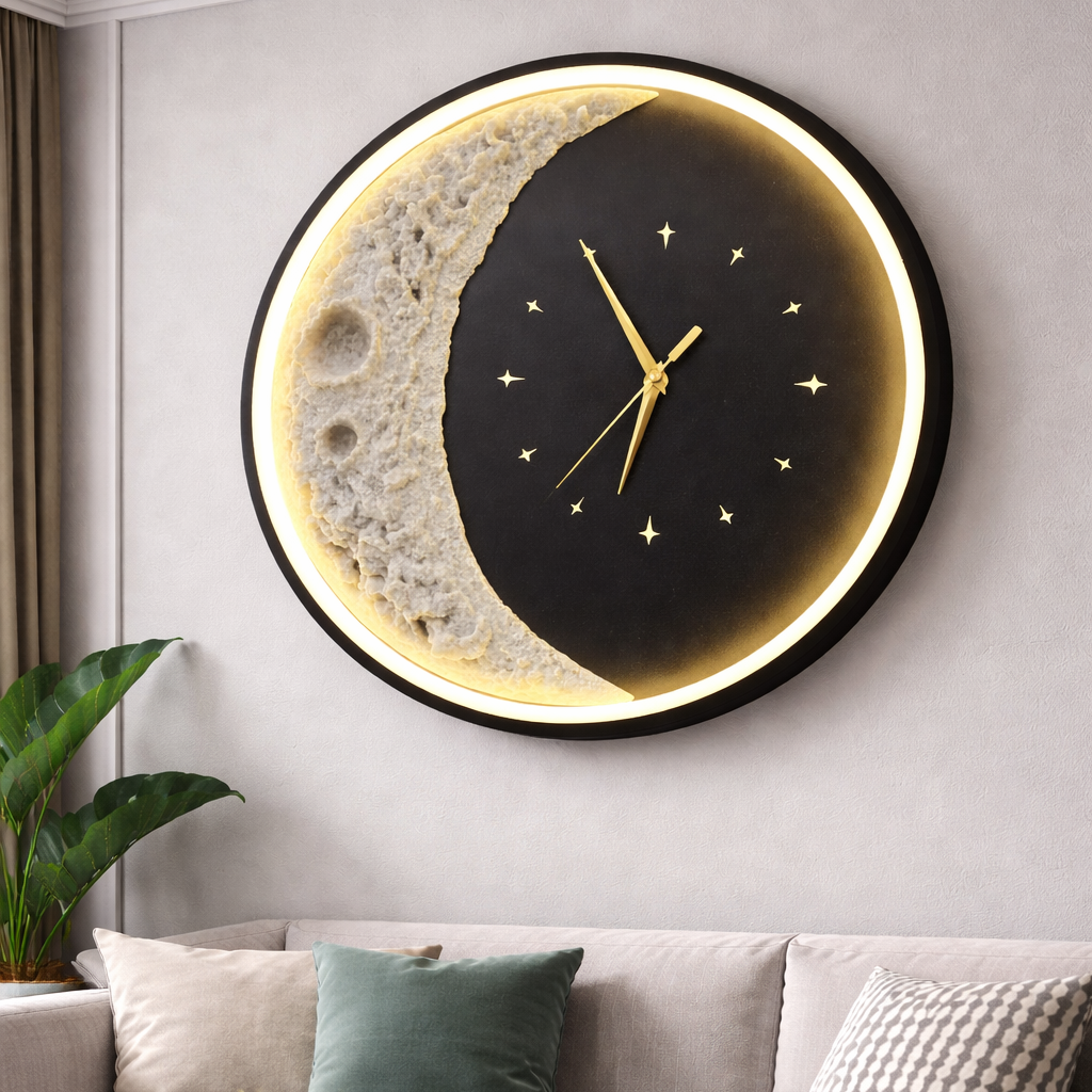 Aplica LED Decorativa Luna Diametru 40CM Lumina Rece/Neutra/Calda Black Aplice de Interior Default Title Alessandro Design