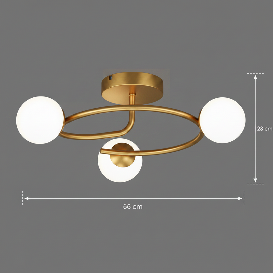 Lustra LED si cristal ORBIT, 66cm, 3xE27, Globuri, Auriu