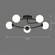 Lustra LED si cristal ORBIT, 72cm, 5xE27, Globuri, Negru