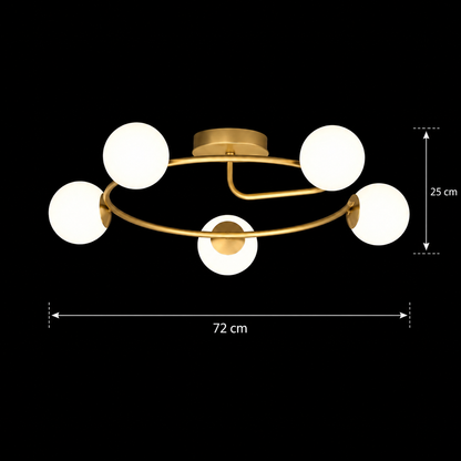 Lustra LED si cristal ORBIT, 72cm, 5xE27, Globuri, Auriu