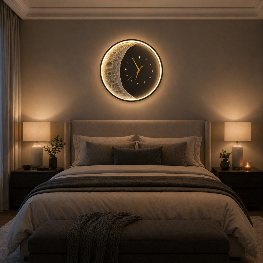 Aplica LED Decorativa Luna Diametru 40CM Lumina Rece/Neutra/Calda Black Aplice de Interior Default Title Alessandro Design