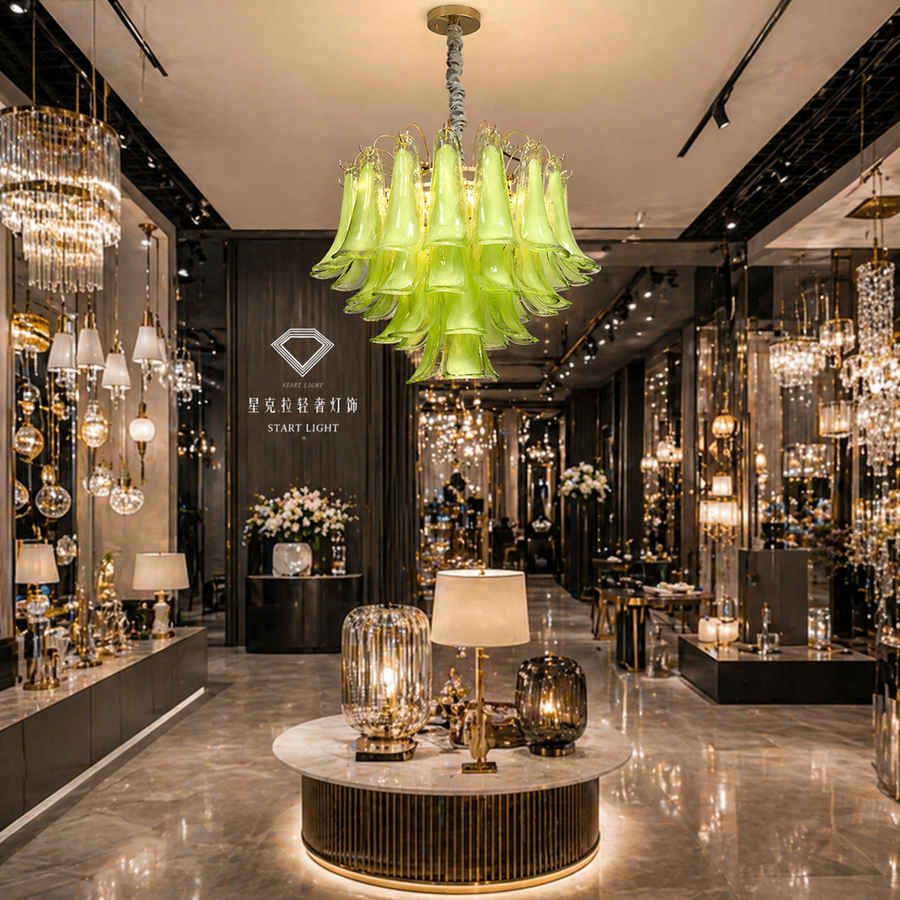 Candelabru Cristal MURANO Magno 7xE14, D60 cm, Verde, Inaltime Reglabila, Metal si Cristal Candelabre Cristal Default Title Alessandro Design