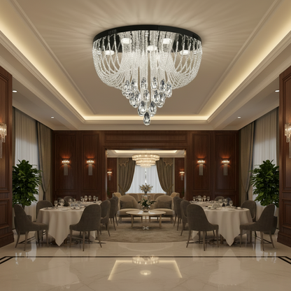 Candelabru LED Cristal MAGE Magno, 33W, Lumina Calda/Neutra/Rece, Diametru 60cm, Crom Lucios