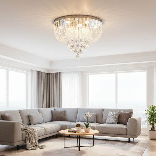 Candelabru LED Cristal MAGE Magno, 33W, Lumina Calda/Neutra/Rece, Diametru 60cm, Crom Lucios