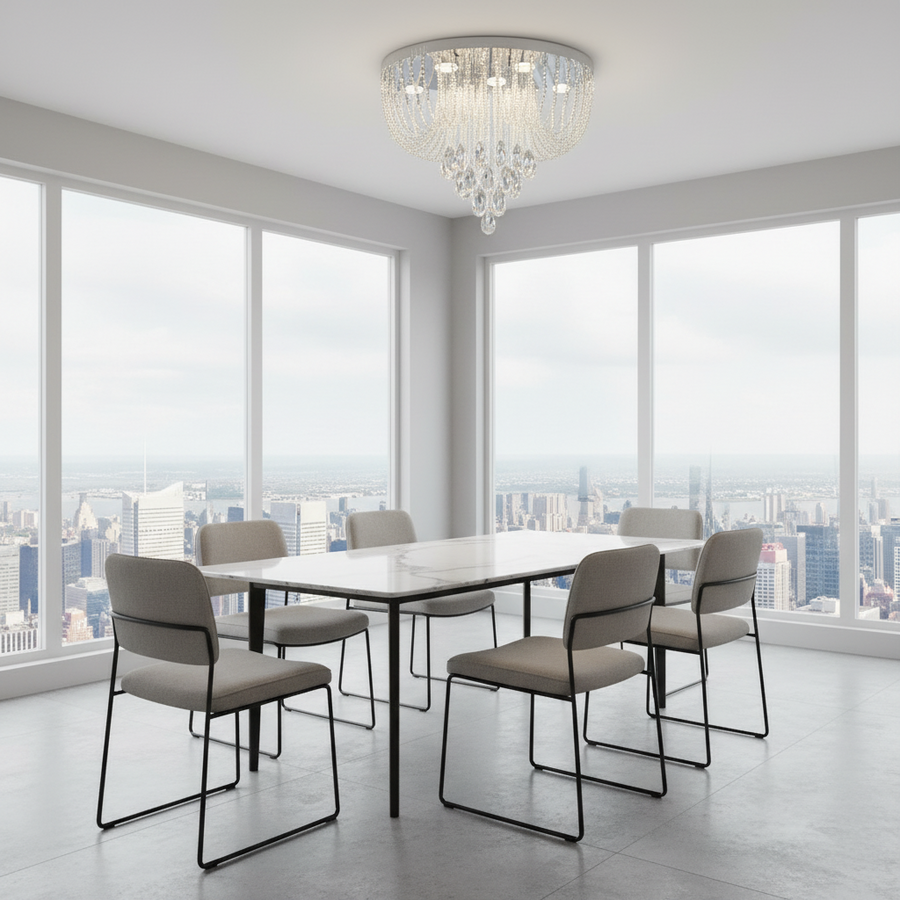 Candelabru LED Cristal MAGE Magno, 33W, Lumina Calda/Neutra/Rece, Diametru 60cm, Crom Lucios